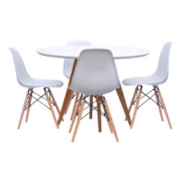 Imagem da oferta Conjunto Mesa Square Redonda 80cm com 4 Cadeiras Eiffel – Branco