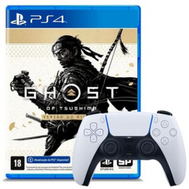 Kit Controle Sem fio PS5 DualSense + Jogo Ghost Of Tsushima Versão do Diretor PS5