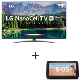 Imagem da oferta Smart TV 4K LG LED 55 com 4K Cinema e Wi-Fi - 55SM8600PSA + Smart Speaker Amazon, Tela 5.5" e Alexa Preto - ECHO SHOW 5