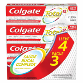 Imagem da oferta Kit Creme Dental Colgate Total 12 Clean Mint 90g Leve 4 Pague 3