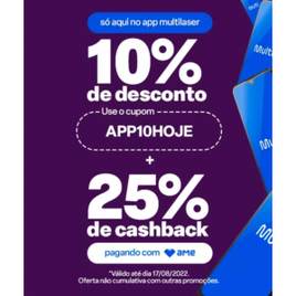 Imagem da oferta Ganhe 25% de Cashback Ame + 10% de Desconto com Cupom Nos Itens Selecionados