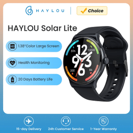 Imagem da oferta HAYLOU-Solar Lite relógio inteligente, 100 + modos de treino, freqüência cardíaca, monitoramento do oxigênio no sangue, sono, estresse