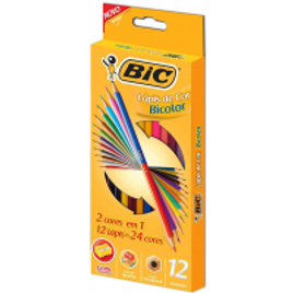 Imagem da oferta Lápis de Cor Bicolor BIC 12 lápis 24 cores + 1 Apontador Grátis 7422104 1 unidade