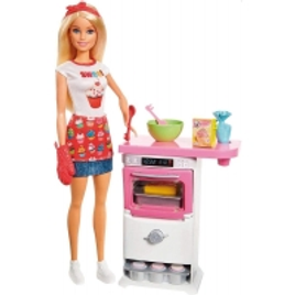 Imagem da oferta Boneca Barbie Cozinhando e Criando Chef de Bolinhos Loira FHP57 - Mattel
