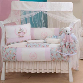 Imagem da oferta Kit Berço Glamour Ursa Realeza Floral Padrão Americano 10 Peças Laura Baby Rosa