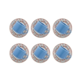 Imagem da oferta Jogo de Xícaras para Café em Cerâmica Bege, Azul e Bordô 12 Peças Biona Donna 61436
