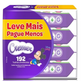 2 Pacotes de Toalhinhas Umedecidas Cremer - 192 Unidades Cada
