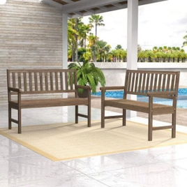 Conjunto de Bancos de Jardim 2 Lugares e 1 Lugar Rústico Móveis Meneghetti