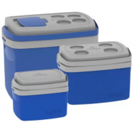Imagem da oferta Kit 3 Caixas Térmicas de 32, 12, 5L Azul - Soprano