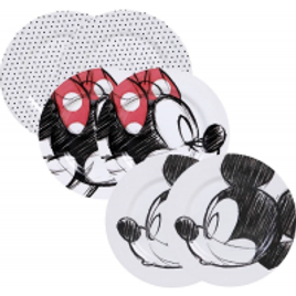 Imagem da oferta Jogo de Pratos Rasos 6 Peças Mickey e Minnie La Cuisine + Disney