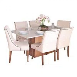 Conjunto Sala de Jantar Mesa Bonnie com 6 Cadeiras Piper - Wood Prime 38717