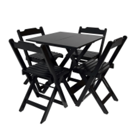 Imagem da oferta Conjunto Mesa Com 4 Cadeiras Dobrável Trevalla 70x70cm Preta