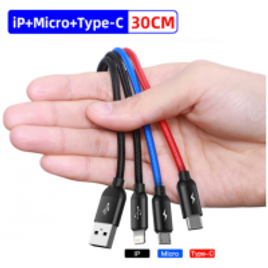 Cabo USB 3 em 1 - Baseus 30cm