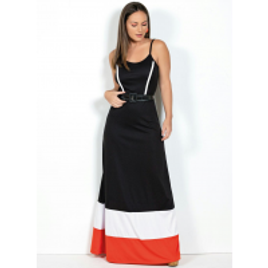 Imagem da oferta Vestido Longo Tricolor com Recortes - Feminino