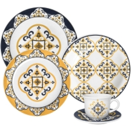Imagem da oferta Aparelho de Jantar e Chá 20 Peças Cerâmica Floreal São Luis Amarelo - Oxford Daily