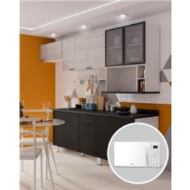 Imagem da oferta Cozinha Bartira Izabel com 9 Portas e 3 Gavetas - Branca/Grafite/Freixo + Forno de Micro-ondas Philco PMO26B 26L - 110V