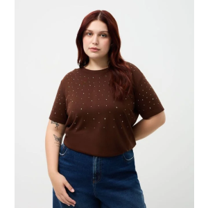 Camiseta com Brilhos Aplicados Curve & Plus Size