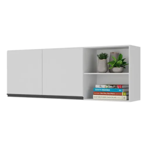 Armário De Cozinha Aéreo 150cm 2 Portas Veneza Multimóveis V3741 Cor Brancopreto