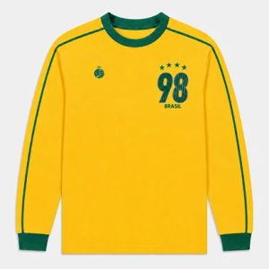 Camisa Brasil 1998 Retrô Manga Longa Masculina