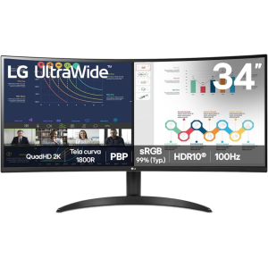 Monitor LG UltraWide Curvo 34" QuadHD 2K 100Hz