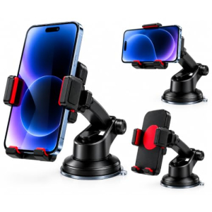 Suporte Veicular para Celular com Ventosa Fixação no Painel ou Para-Brisa Giro 360° e Braços Ajustáveis para C