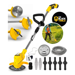 Roçadeira Aparador Grama A Bateria Recarregável 460w Profissional Com Acessórios Tcg12b The Black Tools