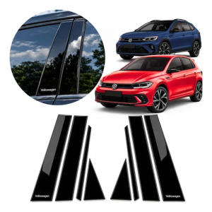Adesivo Aplique Colunas Vw Polo Nivus Black Piano 3m Porta