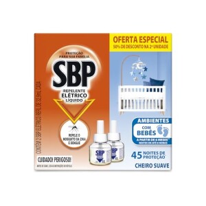 Repelente Elétrico Líquido Sbp, 32,9ml, Pack Com 2 Unidades