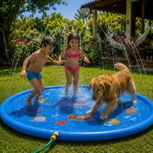 Tapete Chafariz Piscina Inflável Infantil E Pet 170cm Azul