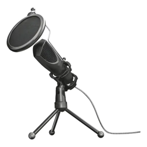 Microfone Gamer Streaming Podcast Trust Mantis GXT 232 Condensador Omnidirecional