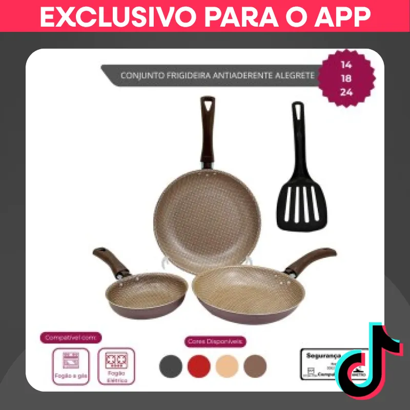 Kit 3 Frigideiras Alegrete Antiaderentes com Espátula.