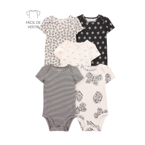 Kit Body Bebê 5 Peças Borboletas Multicor Carter's