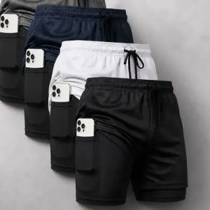 Kit 4 Shorts 2 Em 1 Dryfit Masculino Corrida Academia Treino
