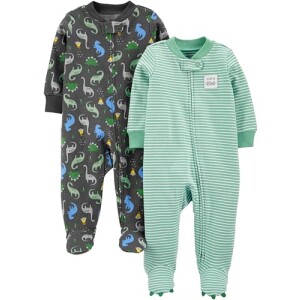 Kit Macacão Bebê 2 Peças com Pé Estampado Multicor Carter's