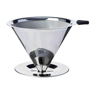 Coador Café Inox 101 Reutilizável Filtro Permanente Aço Inoxidável Com Suporte Base Cabo Térmico Não Precisa Papel