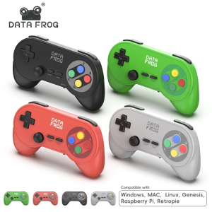 Controle de Jogo Sem Fio Data Frog PC07 Estilo Clássico Receptor Duplo Gamepad Retrô para PC D Input An