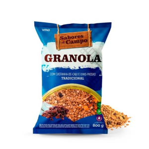 Granola Tradicional Integral Sabores do Campo Vitao 800g - Cereal Matinal Econômico com Baixo Sódio Castanha de Caju e
