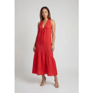 Vestido Feminino Lança Perfume Midi Babado Vermelho