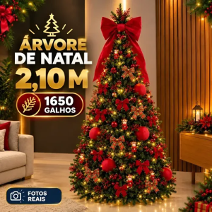 Árvore De Natal 2,10m Fácil Montagem 1675 Galhos Articulado