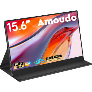Amoudo 15.6 Polegada monitor portátil 1920x1080p display móvel ips painel lcd penhole suporte vesa udc mini hdmi esten