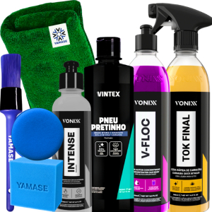Kit Vonixx V-Floc Tok Final Intense 240ml Pneu Pretinho Pano Pincel E Aplicador