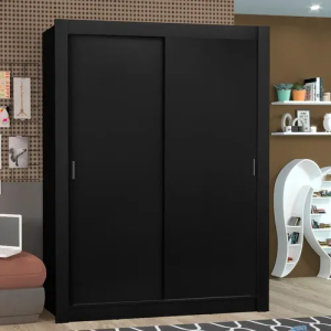 Guarda-roupa Solteiro Madesa Denver 2 Portas De Correr Preto 10946E