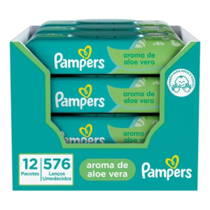 Lenços Umedecidos Pampers, Aroma de Aloe Vera 12 Pacotes 576 Unidades