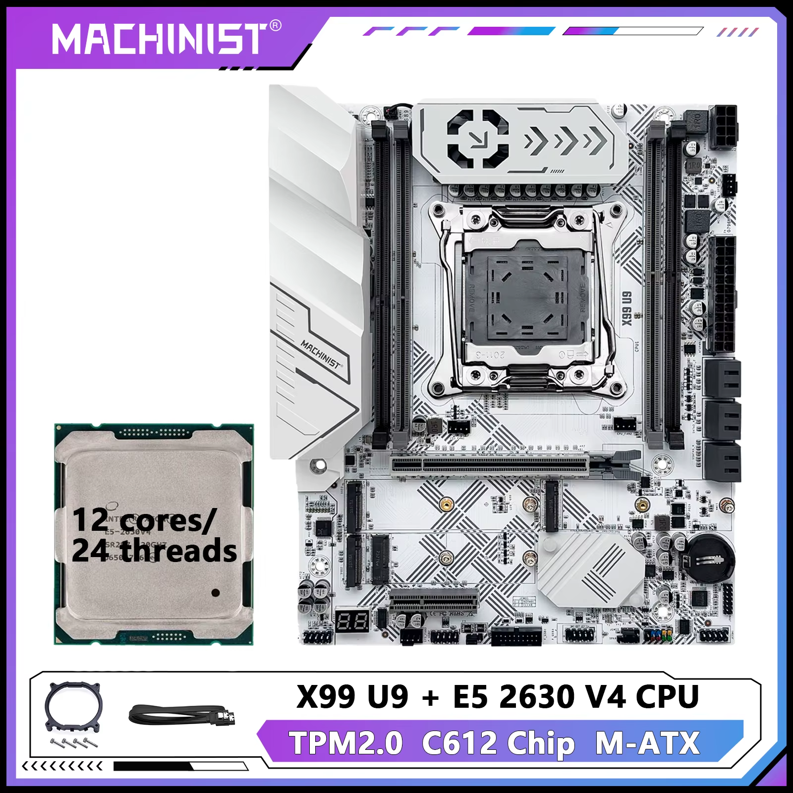 Kit Placa-Mãe Machinist X99 U9 White + Processador Xeon E5 2630