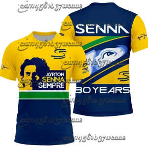 Novo Ayrton Senna No # Camiseta Casual de Verão 3D para Homens e Mulheres Respirável Manga Curta Estilo Racing Car