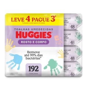 Lenços Umedecidos Huggies Rosto e Corpo 192 unidades