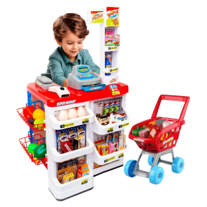 Mercadinho Infantil Caixa Registradora e Carrinho 48 peças (2 Cores)