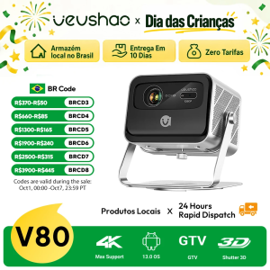 Vevshao v80 4k projetor completo hd1080p 2200 ânis lumens android 11.0 wifi 6 projetores de cinema em casa de vídeo co