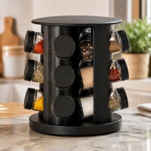 Porta Temperos Giratório 12 Potes De Vidro 85ml Organizador Cozinha Moderno