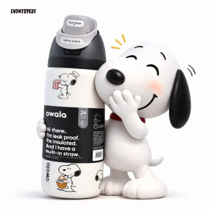 Nova Garrafa de Água Snoopy em Aço Inoxidável 304 de 24oz com Isolamento a Vácuo Tampa à Prova de Vazamentos e Can